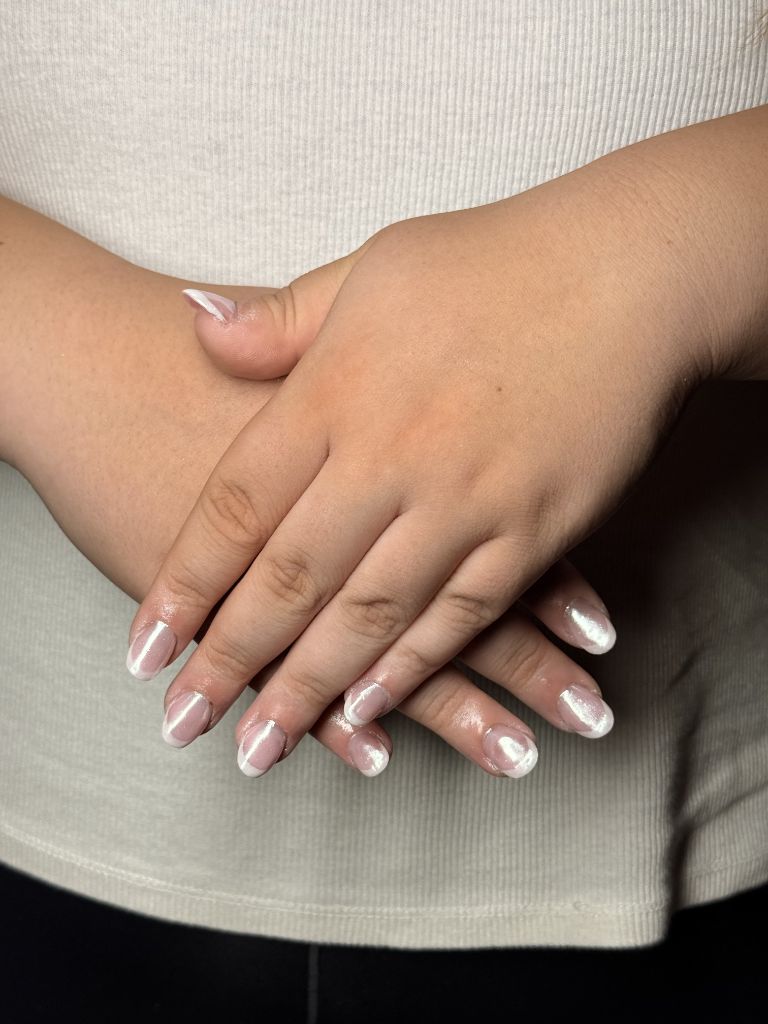 Chrome French tip nails