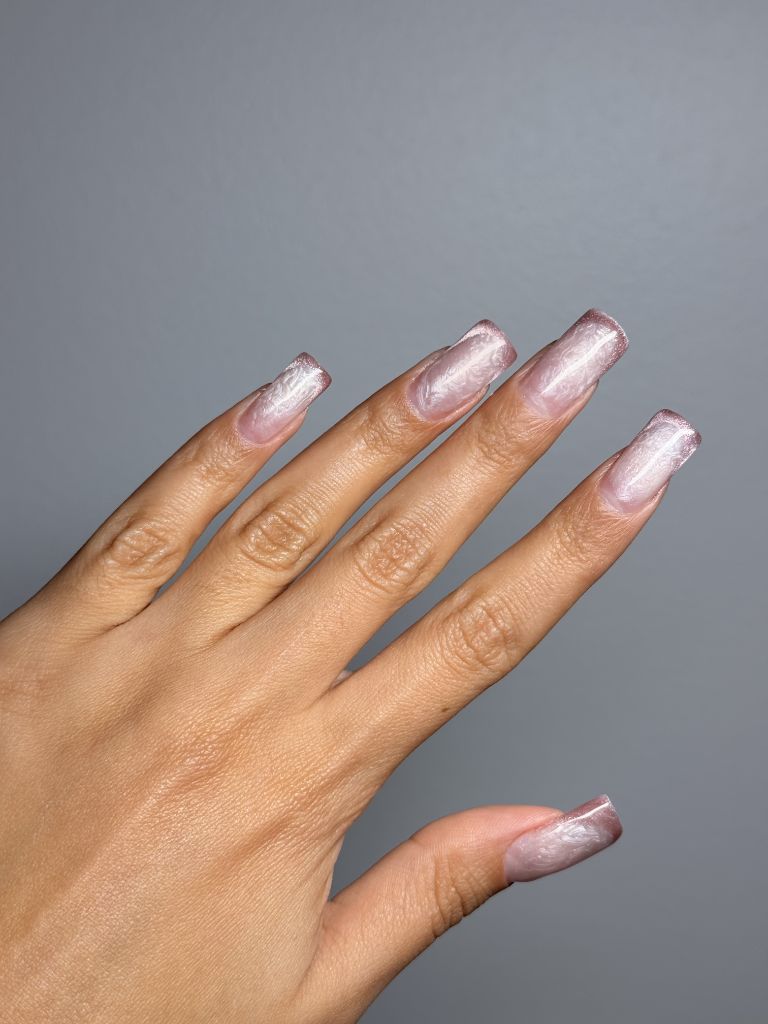 Velvet pink marble nails